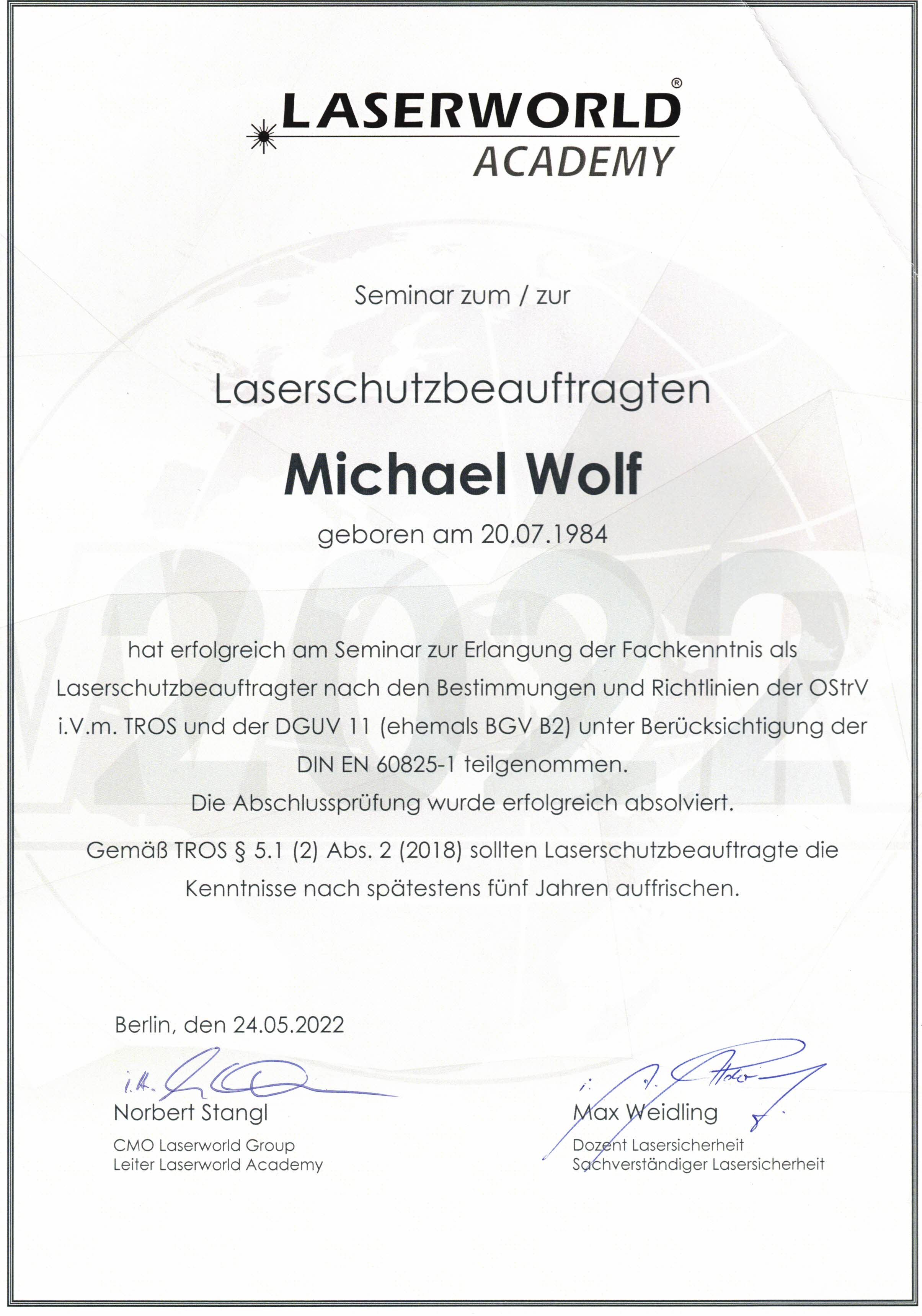 Laserschutzbeauftragter Laserschutzbeauftragter